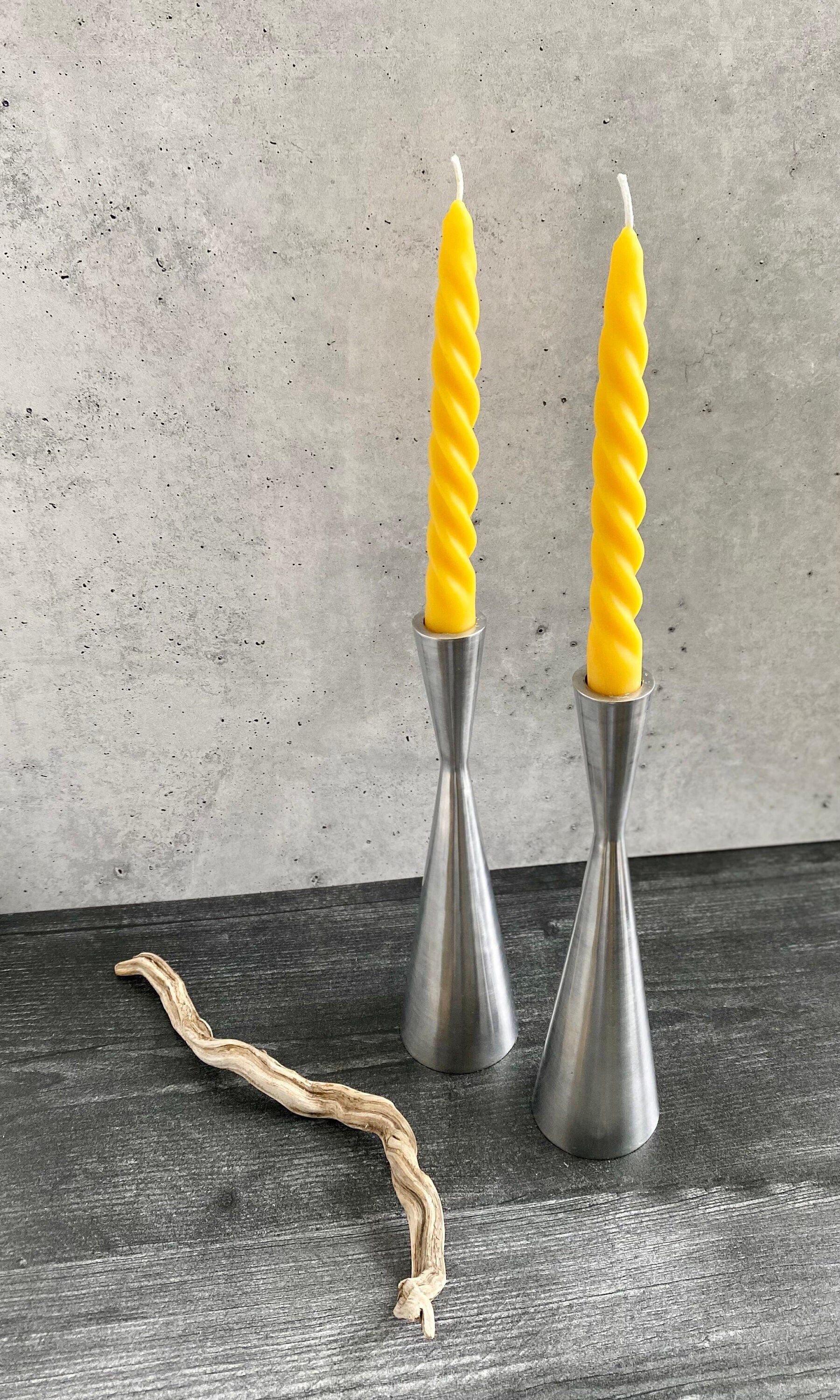 Beeswax Tightly Twisted Taper Candles | Natural Beeswax | Taper Candles | Set of Two | Non-toxic & Eco-Friendly