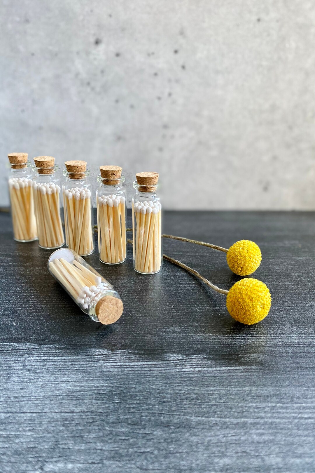 Matches Matchstick Jar 20 Colored Matches Strike on Bottle Glass Vial