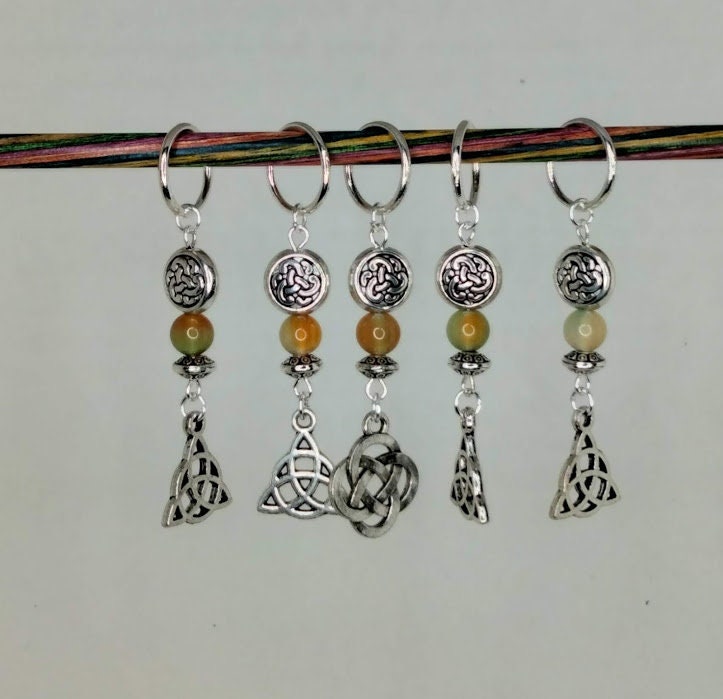 Celtic Ritual Markers Stitch Markers for Knitting & Crochet - Set of 5 Celtic Charms - Snag ...