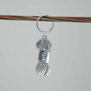 Stitch Marker Ball Of Yarn - Progress Keeper - Choice of Solid Ring or Removable Lobster Clasp -