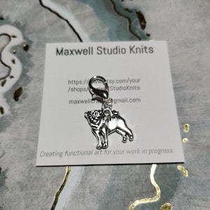 Stitch Markers - Pug Dog on Lobster Clasp - Choice of Silver or Gold Colours -Knitting Notion - Progress Keepers - By MaxwellStudioKnits