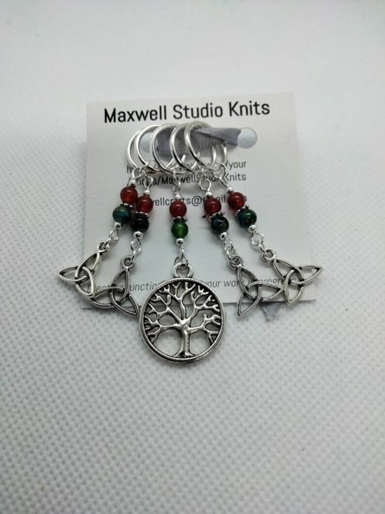 Celtic Ritual Markers Stitch Markers - Celtic Tree of Life & Trinity Knot - Set of 5 - Free ...