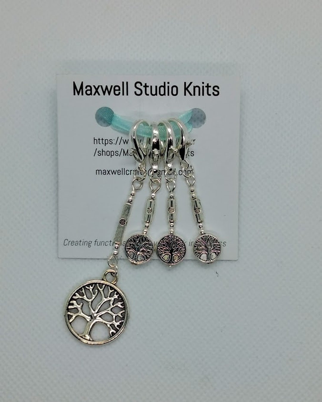 Stitch Markers for Knitting Set of 4, Celtic Tree of Life, Gift Bag