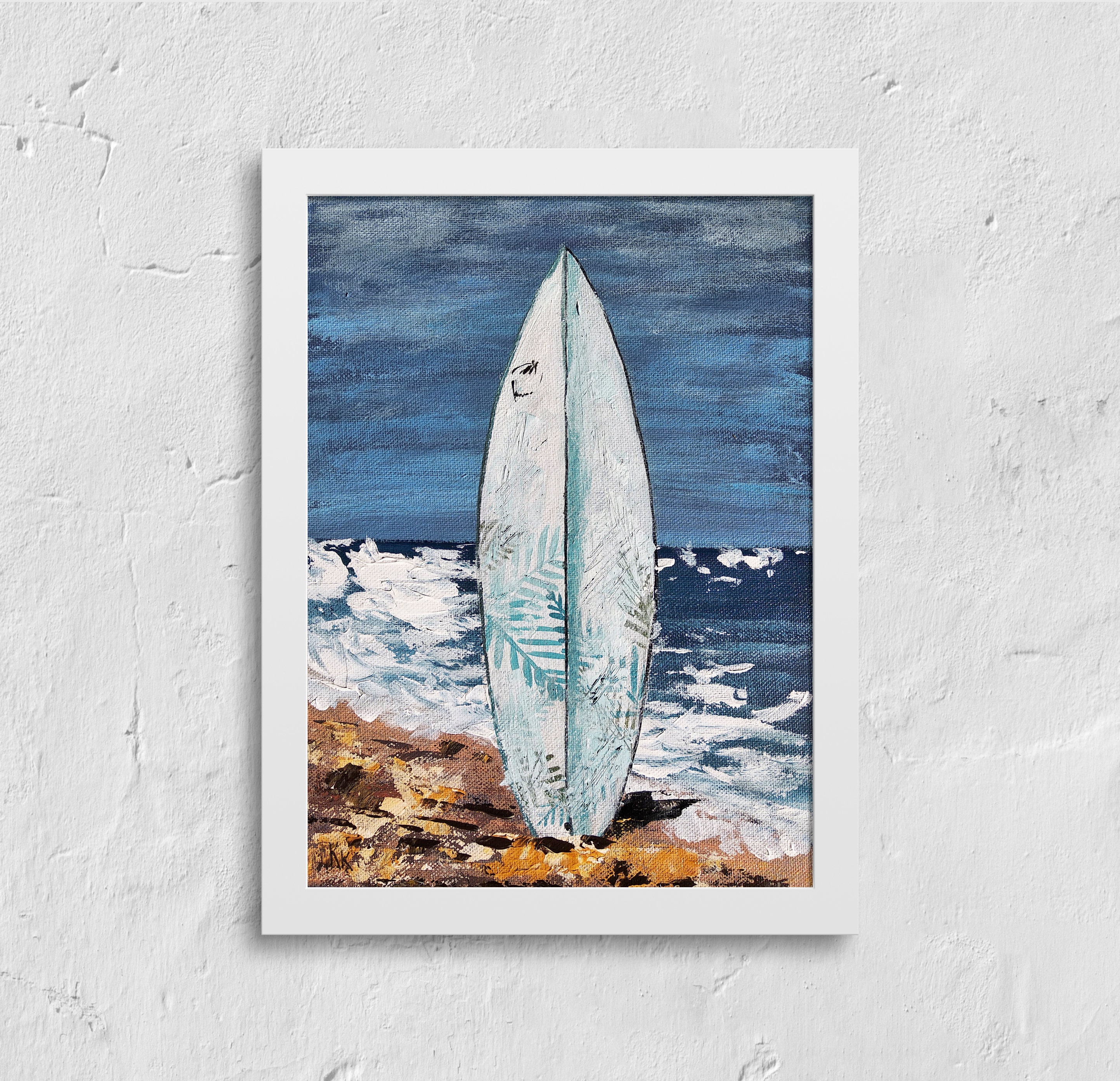 Surfboard Painting Original Art Beach Wall Art Huntington Etsy
