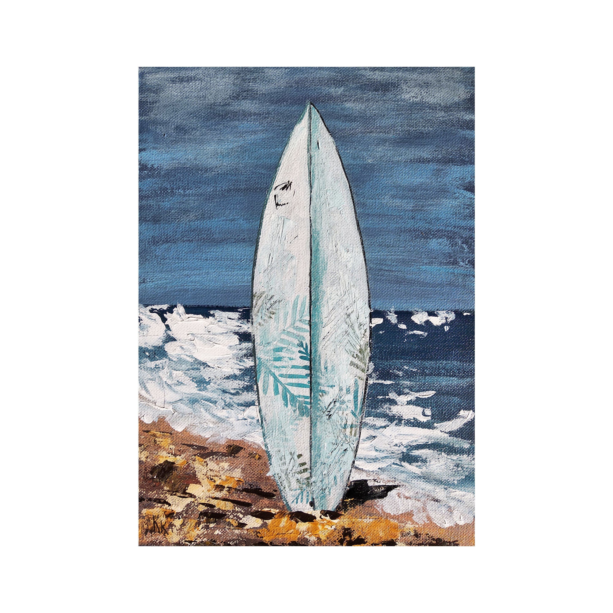 Surfboard Painting Original Art Beach Wall Art Huntington Etsy