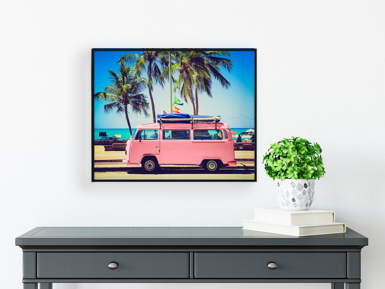 Camper Van Camper van Print Printable Wall Art Pink Camper Etsy