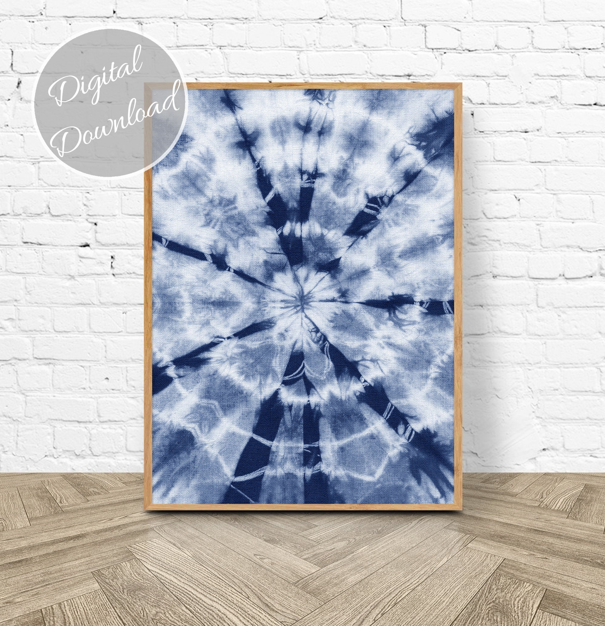 Indigo Shibori Print Shibori Wall Art Printable ART Blue Etsy