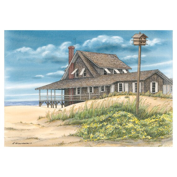 Nags Head Beach House Outer Banks Nc Giclee Print Of Etsy