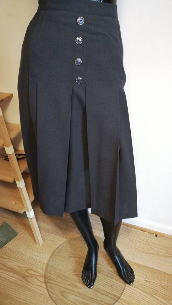 Pleated charcoal grey midi, Vintage 70s skirt / 70