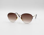 Vintage Sunglasses Desil Pantos NYL authentic Round metal steampunk gold plated frames, Made in Italy NOS