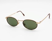 Vintage Sunglasses Desil Ranger R5 authentic oval steampunk gold plated frames with original Crystal lenses by Persol Made in Italy NOS