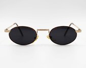 Vintage Sunglasses Desil Ranger R1 authentic oval steampunk gold plated frames, Made in Italy NOS