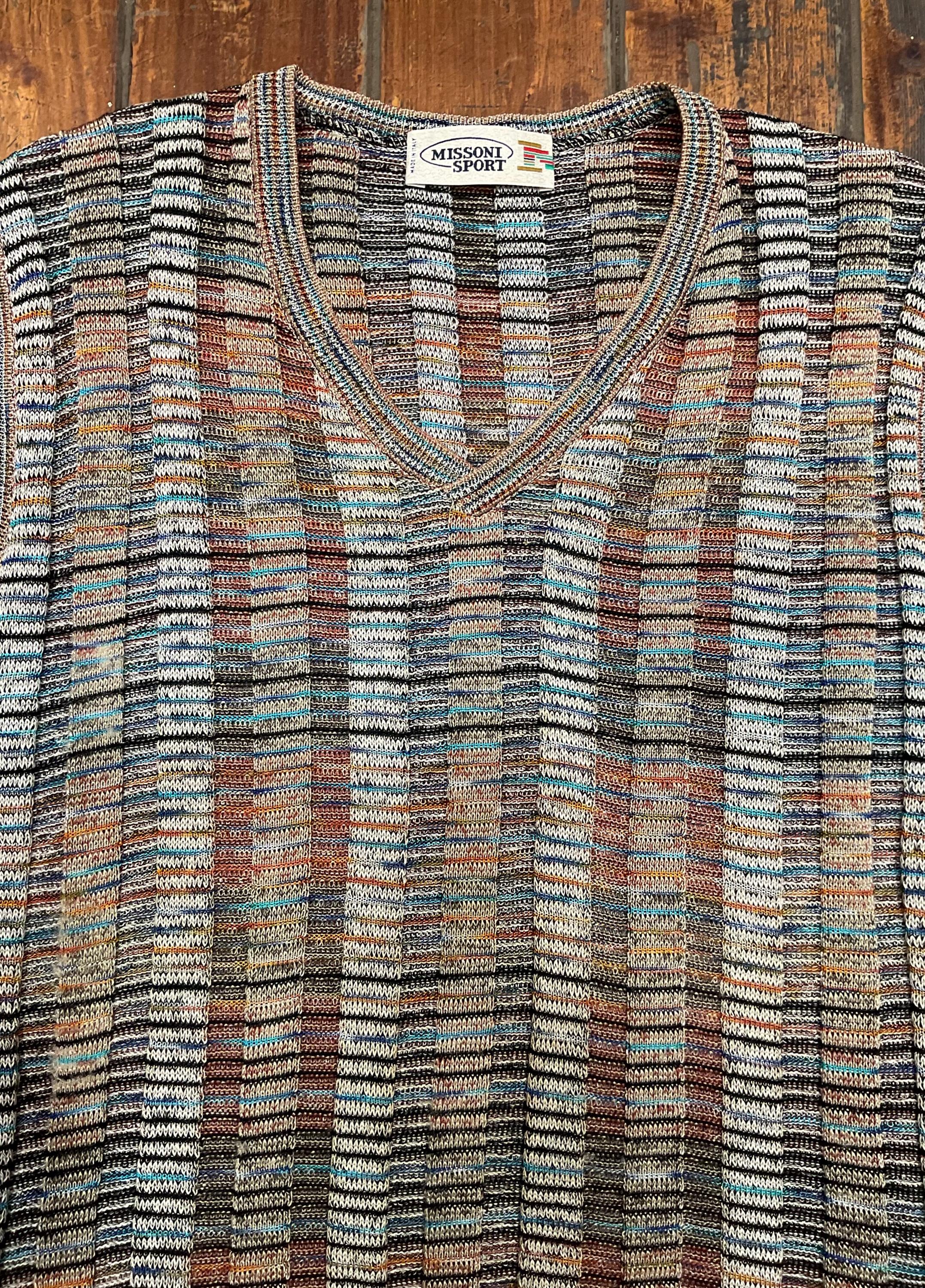 Gilet Missoni Sport Vintage Cotton Sweater, Made in Italy Knitted