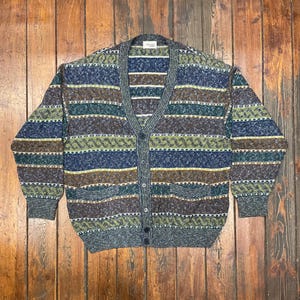Cardigan Missoni Sport Vintage Wool Sweater, Made in Italy Knitted Multicolor