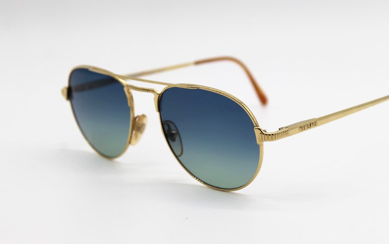 Vintage Sunglasses Gianni Versace V 05 Aviator Gold Metal Made in Italy New Old Stock Medusa image 5