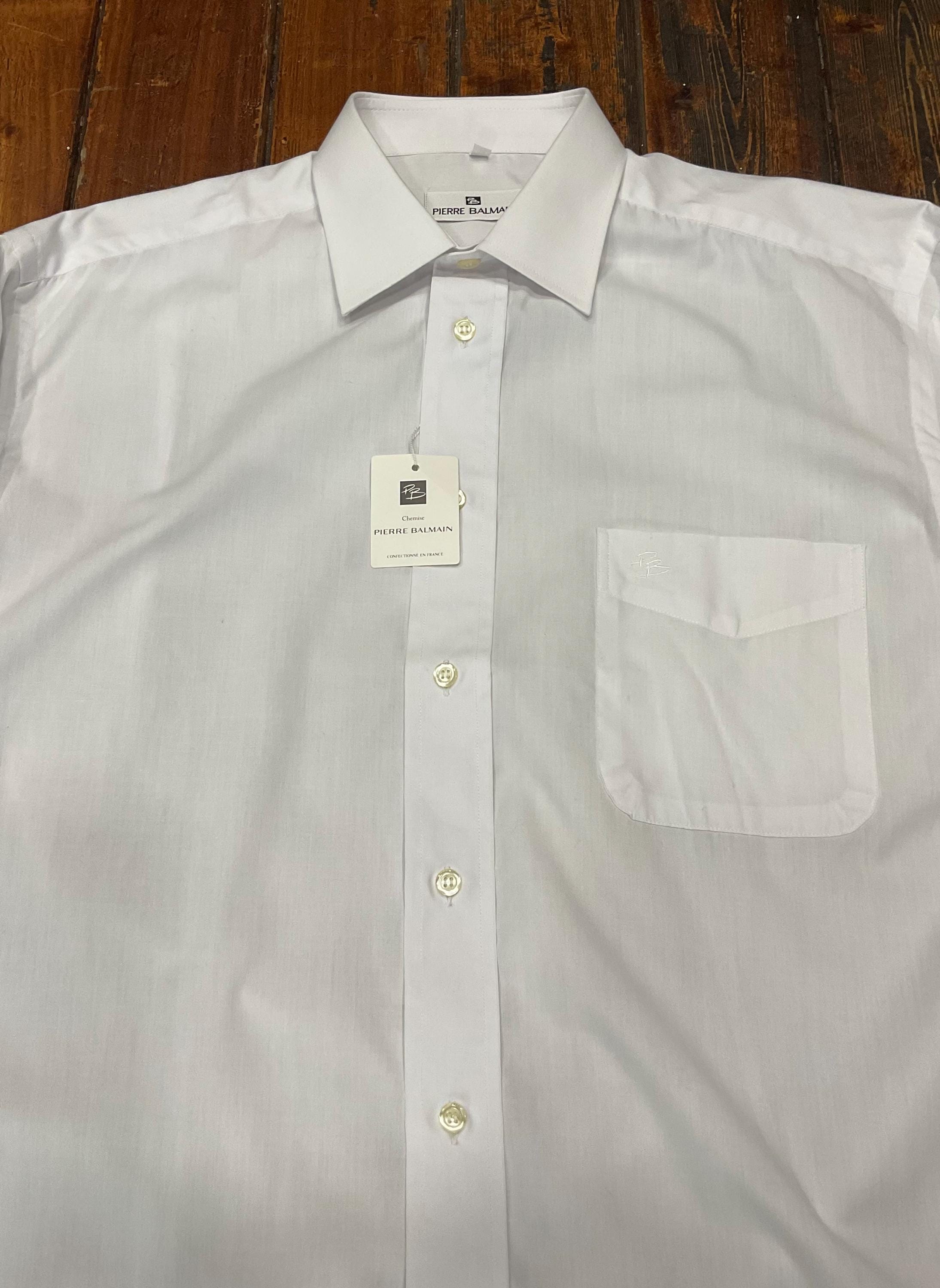 Chemise Homme Pierre Balmain Blanche Vintage 1980 Taille M (42) - Coton, Made In France, Très Bon état
