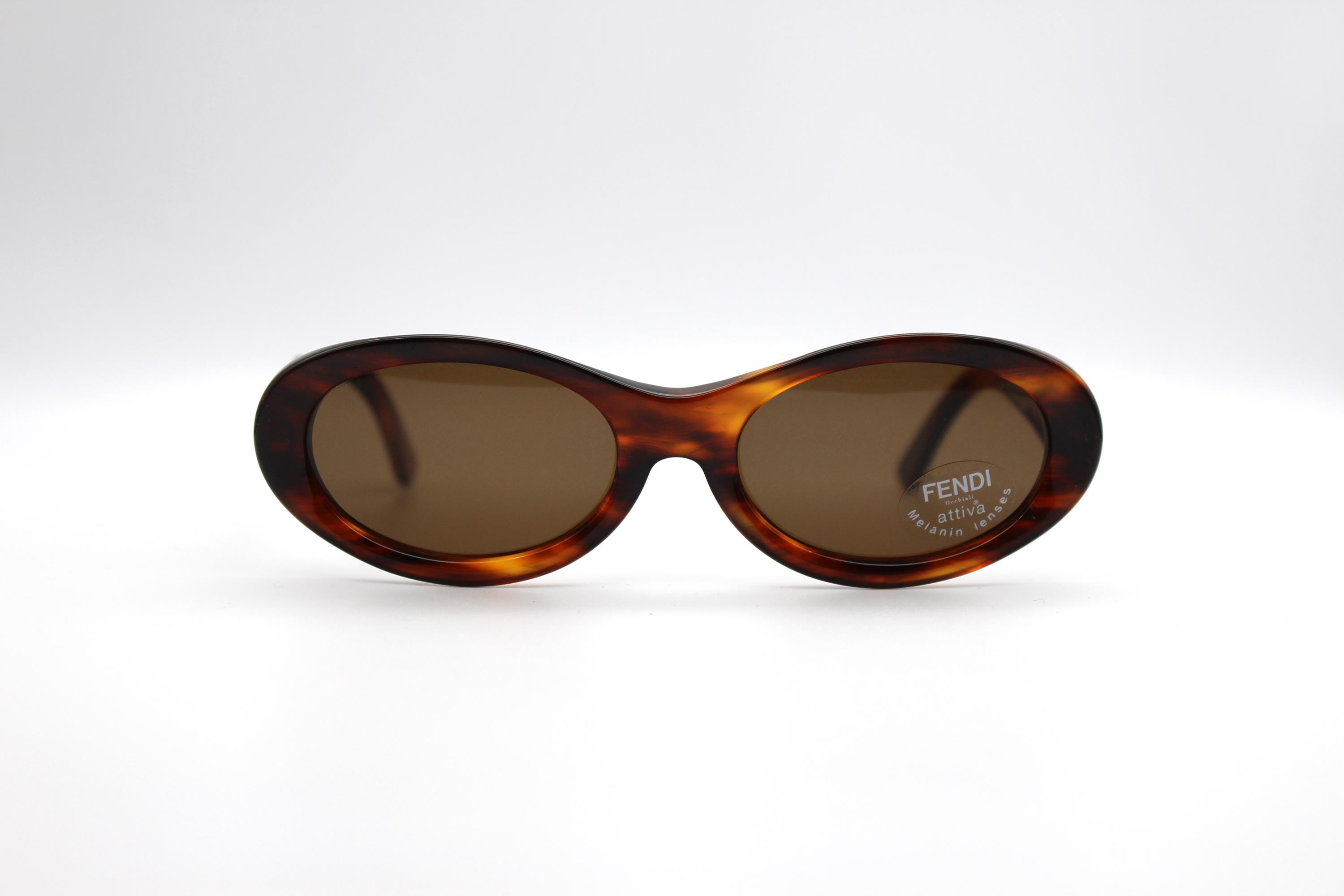 小物 FENDI vintage sunglasses eyewear Titan Vintage Sunglasses Fendi SL 7593 54 Oval Cat Eye by DIERRE Made in