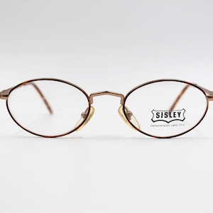 Vintage Eyeglasses Sisley SLY 254 authentic oval steampunk glasse wiht original demo lenses Made in Italy NOS