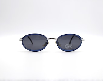 Vintage Gianni Versace solglasögon mod. X14 COL A35 Oval Steampunk Medusa Tillverkad i Italien NOS