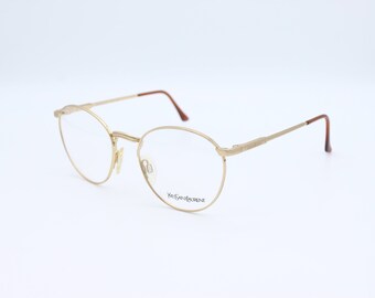 Vintage Yves Saint Laurent Y101 ronde metalen bril, gemaakt in Italië, nieuw in doos.