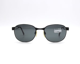 Vintage Emporio Armani Sunglasses: Black Rectangle Frame, Gray
