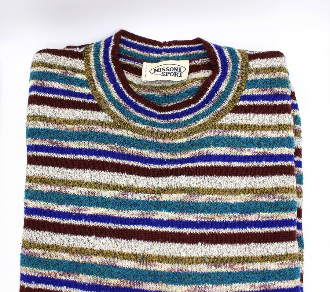 Missoni Sport Vintage Wool Sweater, Made in Italy Knitted Multicolor Etsy