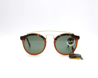 Vintage Sunglasses Ray Ban Gatsby Style 4 W1520 Round Metal with original lenses by Bausch & Lomb. Made in USA, NOS