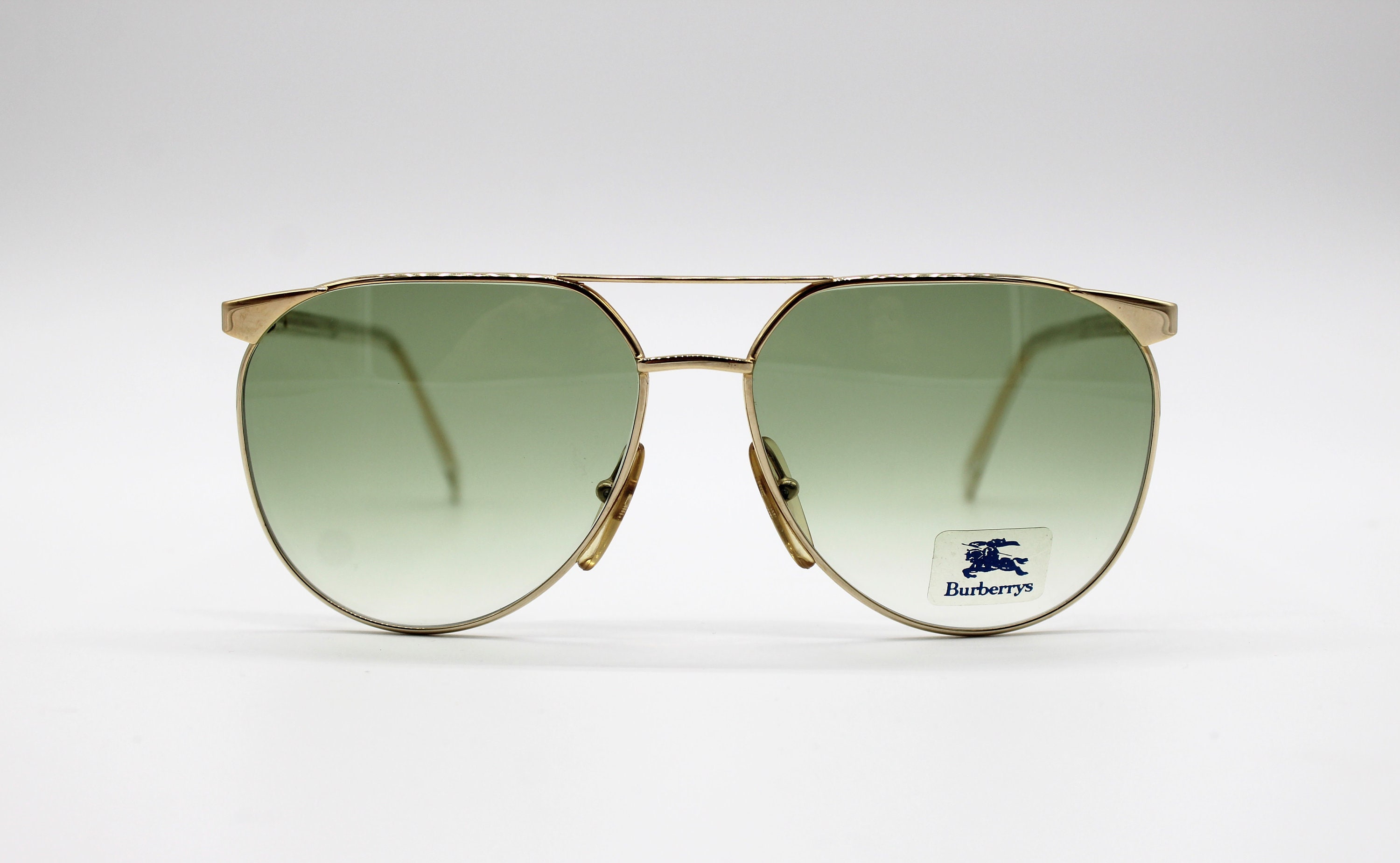 90s vintage BURBERRYs ツーポイント メガネ 彫金 Y2K Vintage Sunglasses Burberry B44 01 Hand Made Steampunk Aviator