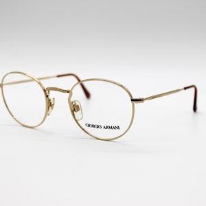 Vintage Eyeglasses Giorgio Armani 743 authentic and rare pantos round metal frame with original lenses Made in Italy New Old Stock