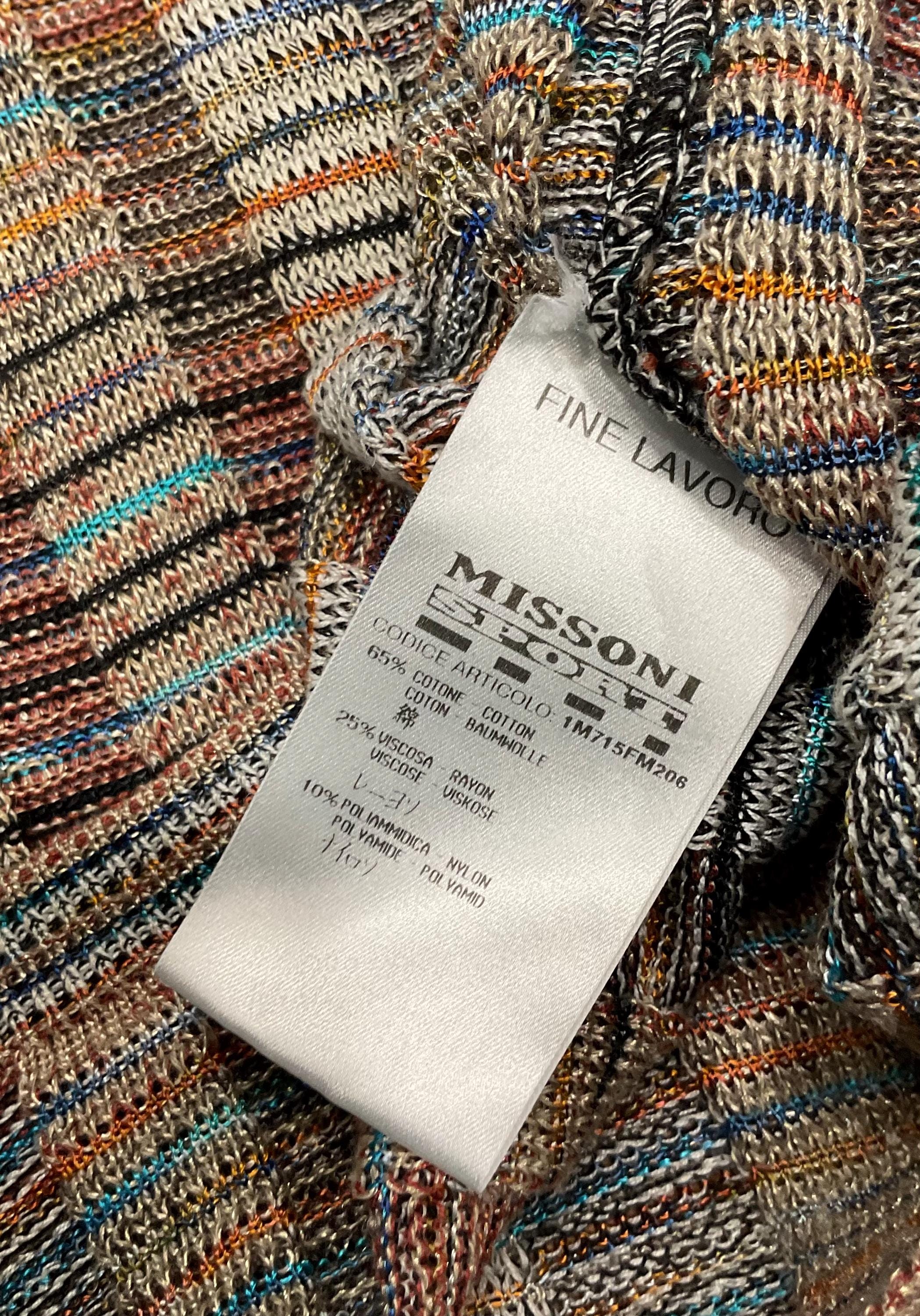 Gilet Missoni Sport Vintage Cotton Sweater, Made in Italy Knitted
