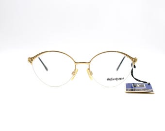 Vintage Yves Saint Laurent 4007 Y104 ronde metalen bril, gemaakt in Italië, nieuw in doos.
