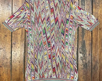 Vintage Missoni Sport T-shirt Multicolor Zig Zag Knit Top 90s