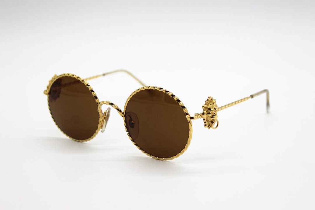 Vintage Sunglasses Moschino By Persol MM501 round gold metal - Etsy 日本