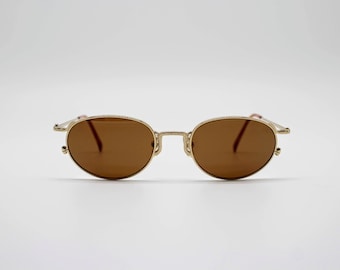 Vintage Sunglasses Nikon WA 7405 authentic oval steampunk frames wiht original Crystal lenses by Persol Made in Japan NOS