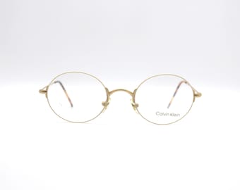 vintage Calvin Klein CK 133 520 Lunettes ovales Steampunk, Made in Italy NOS
