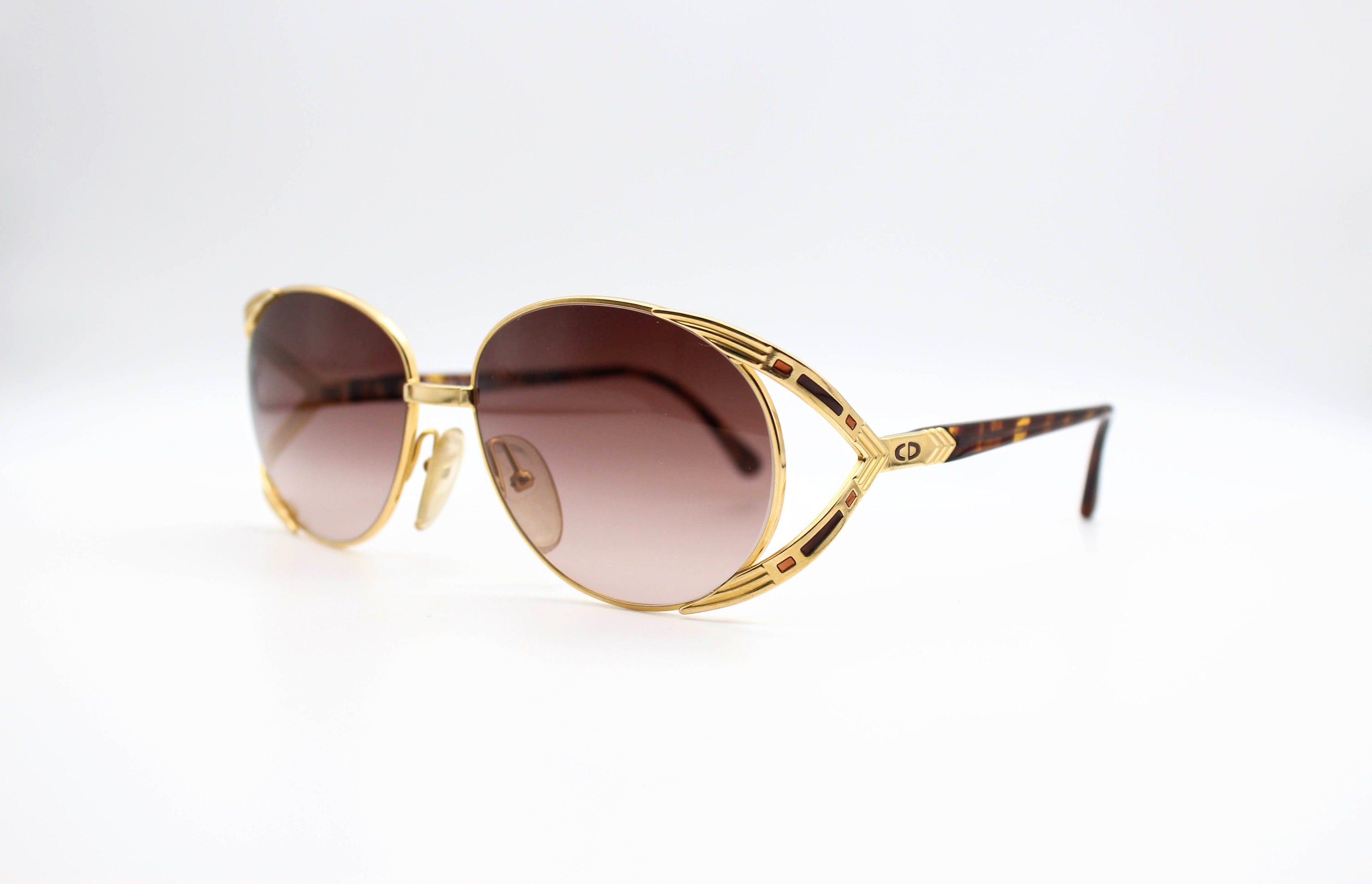 小物 Dior Vintage Logo Gold frame sunglasses Vintage CHRISTIAN DIOR CD Logo Gold Color Frame Glasses By