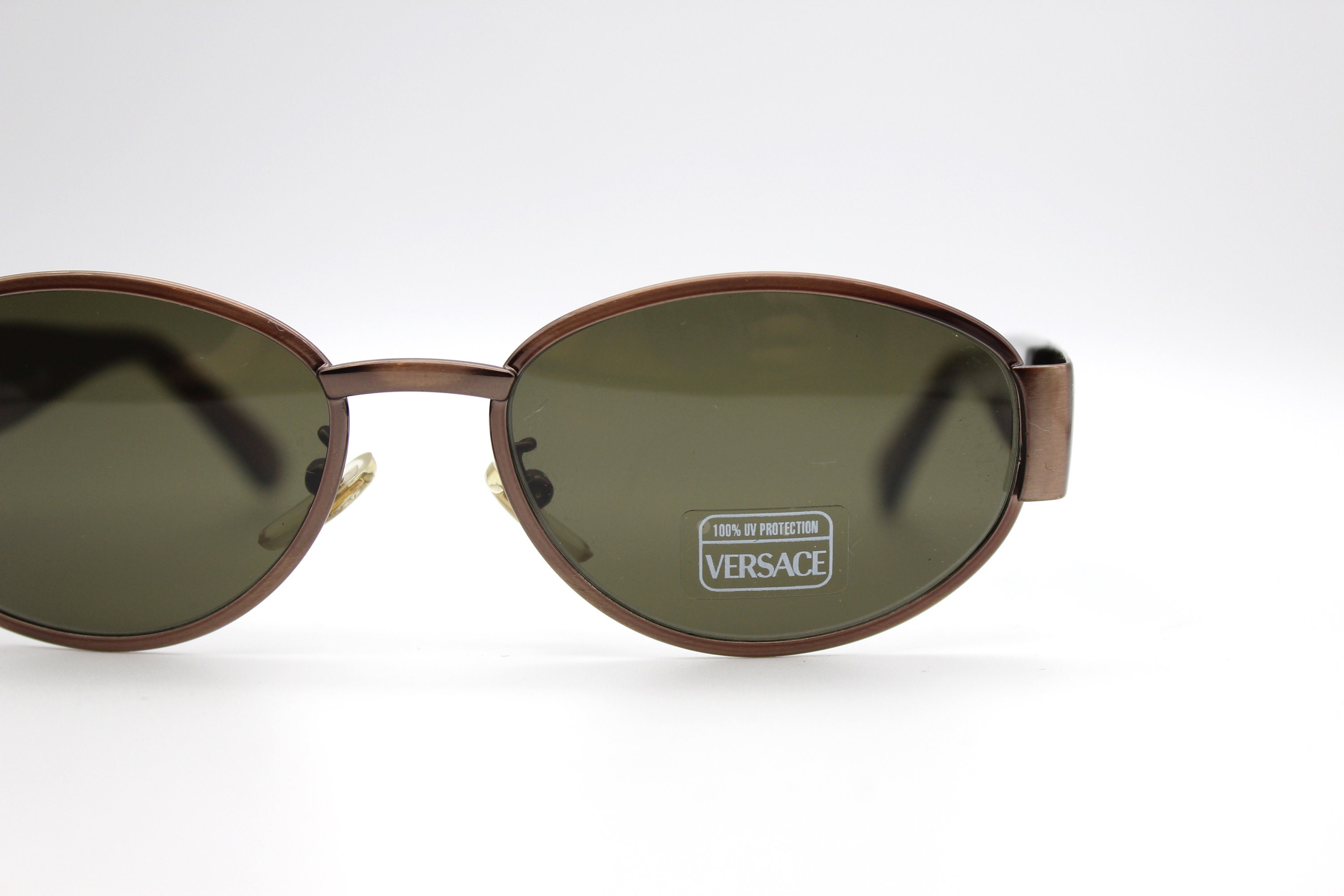 Gianni Versace Black Lens Oval Sunglasses with Gold Frame