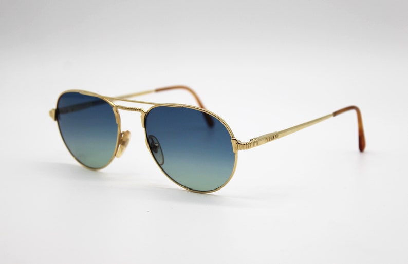 Vintage Sunglasses Gianni Versace V 05 Aviator Gold Metal Made in Italy New Old Stock Medusa image 3