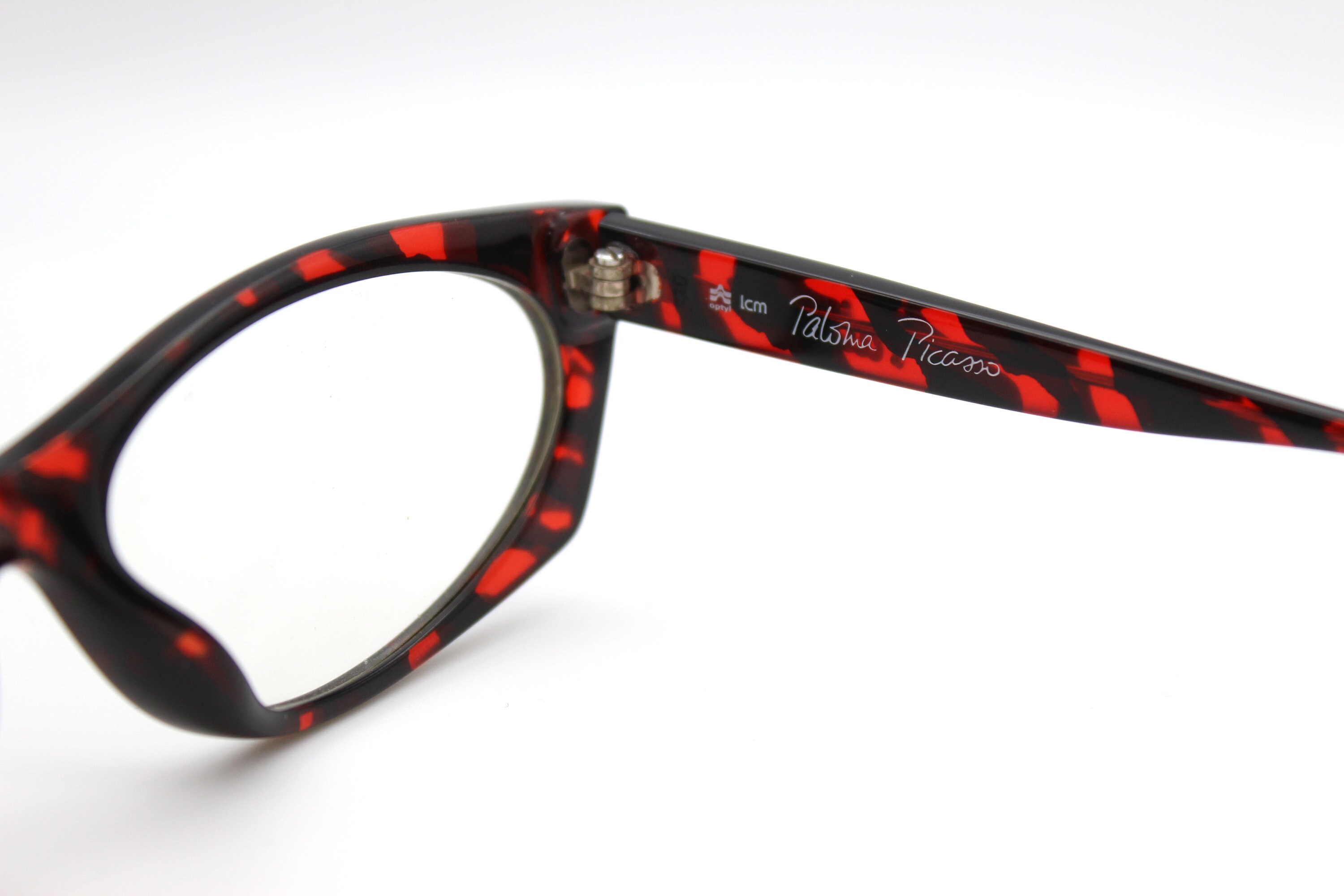 Like New Vintage Designee Paloma Picasso Red & Black Glasses Case Vintage Glasses Paloma Picasso 8205 Black Red Gold Oval  main image 3