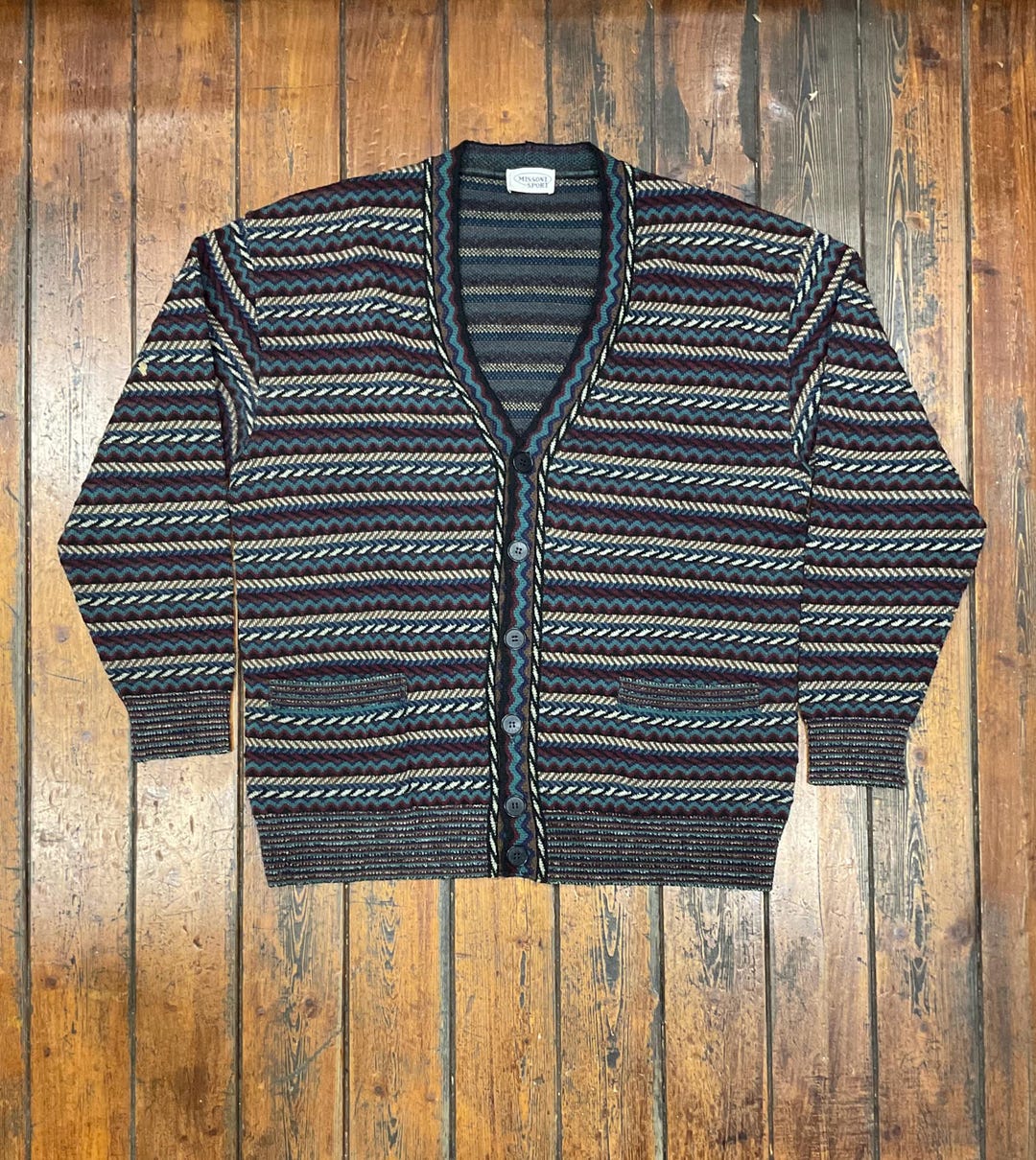 Cardigan Missoni Sport Vintage Wool Sweater, Made in Italy Knitted