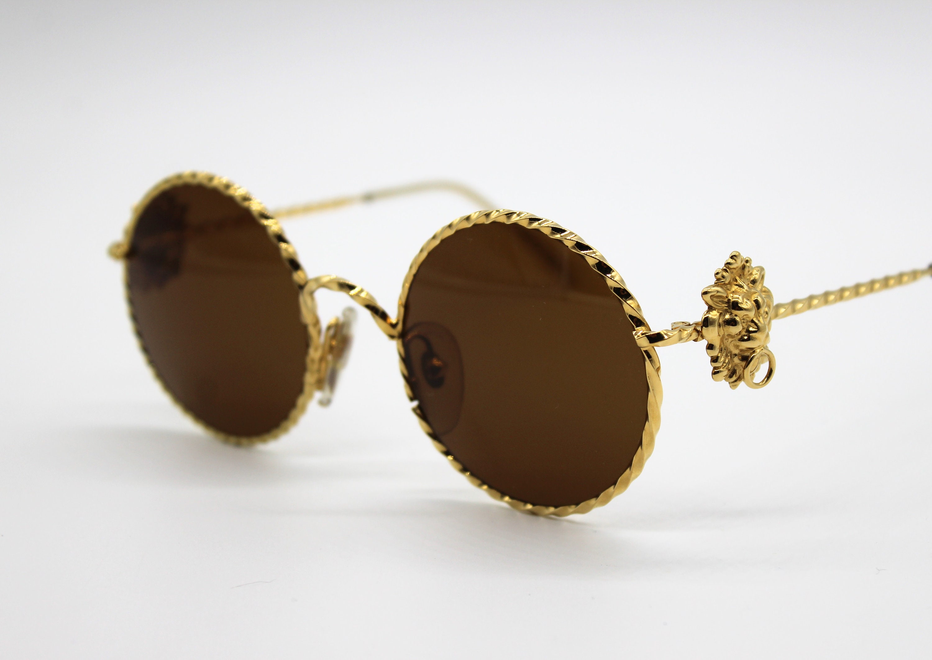 Rare Moschino Vintage Gold Round Rhinestone Sunglasses - Vintage Glam Gold Vintage Moschino MC284 Sunglasses – RSTKD Vintage main image 3
