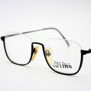 Vintage Eyewear frame Jean Paul Gaultier 55-7161 authentic and rare metal square eyeglasses wiht demo lenses Made in Japan New Old Stock