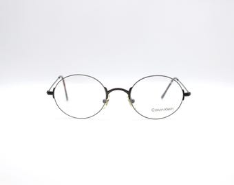 vintage Calvin Klein CK 133 638 Lunettes ovales Steampunk, Made in Italy NOS