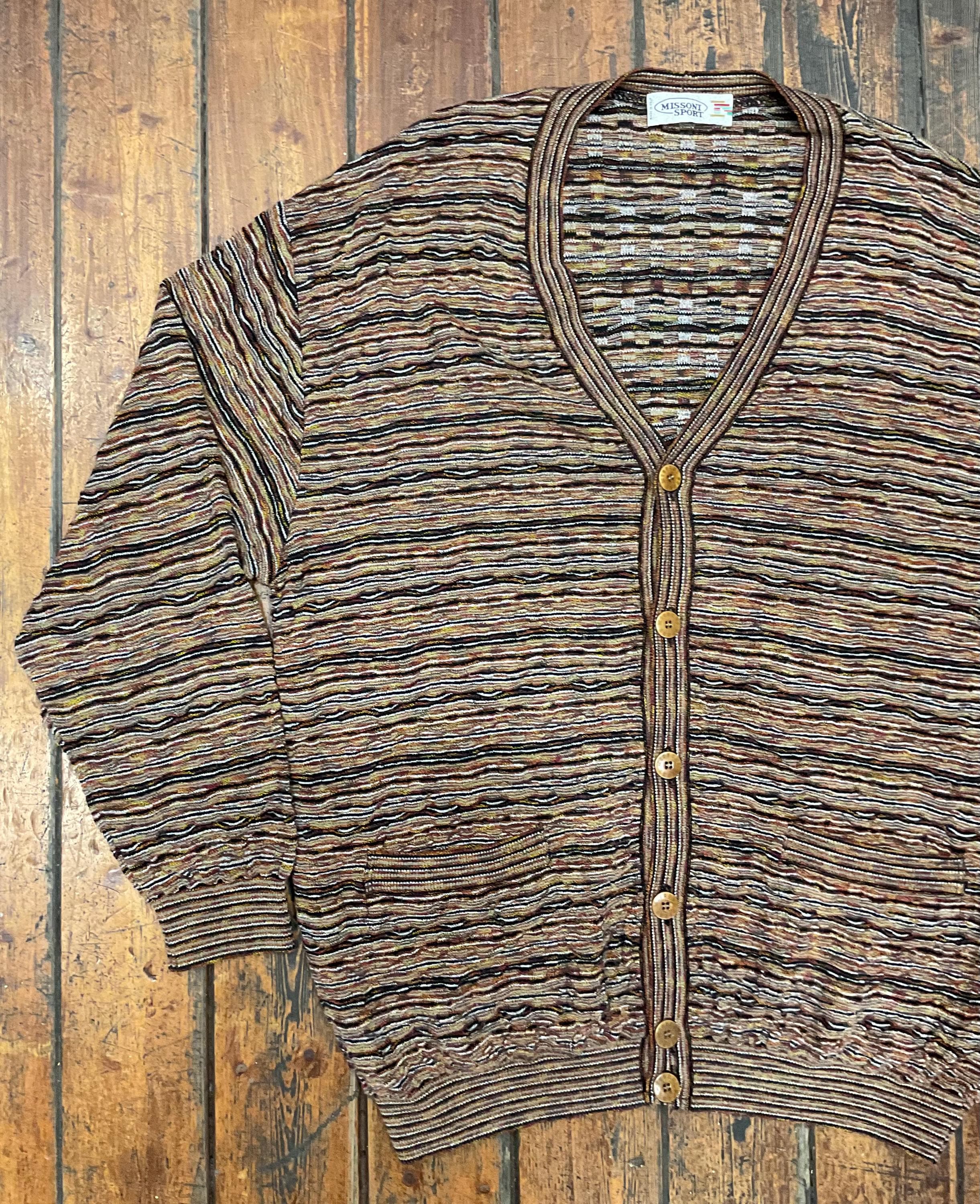 Cardigan Missoni Sport Vintage Wool Sweater, Made in Italy Knitted