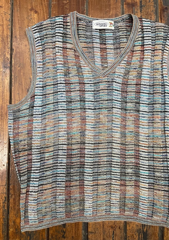 Gilet Missoni Sport Vintage Cotton Sweater, Made in Italy Knitted