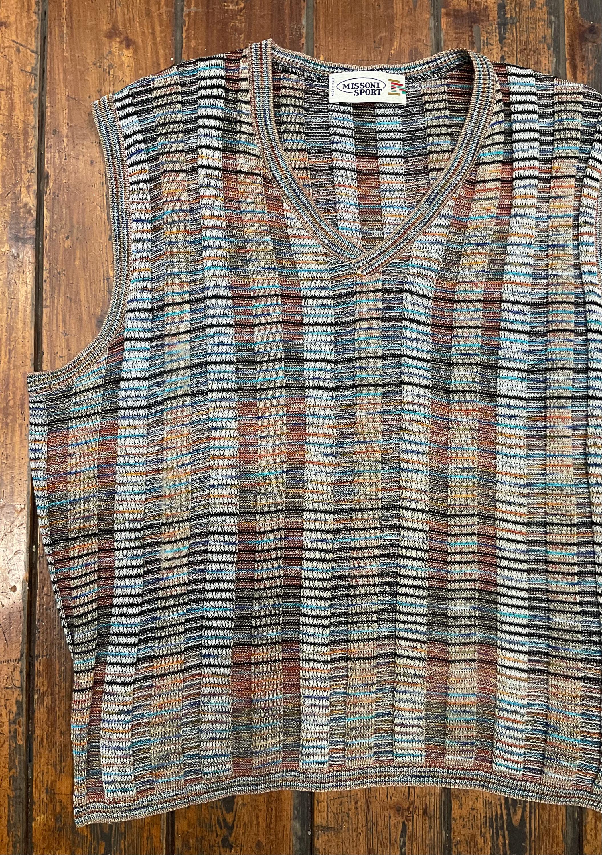 Gilet Missoni Sport Vintage Cotton Sweater, Made in Italy Knitted