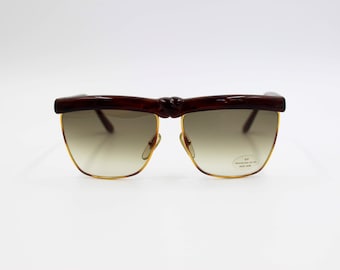 Occhiale da sole Vintage Laura Biagiotti P35 squadrato Oversize luvury in metallo con lenti originali, Made in Italy NOS