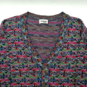 Cardigan Missoni Sport Vintage Wool Sweater, Made in Italy Knitted Multicolor