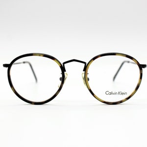 Vintage Eyeglasses Calvin Klein CK 205  Pantos Round Metal Frame - Made in Italy NOS - Icluding original box
