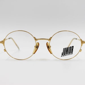 Vintage Eyewear Jean Paul Gaultier 57 2175 GP authentic and rare panto round metal gold plated wiht demo lenses Made in Japan New Old Stock
